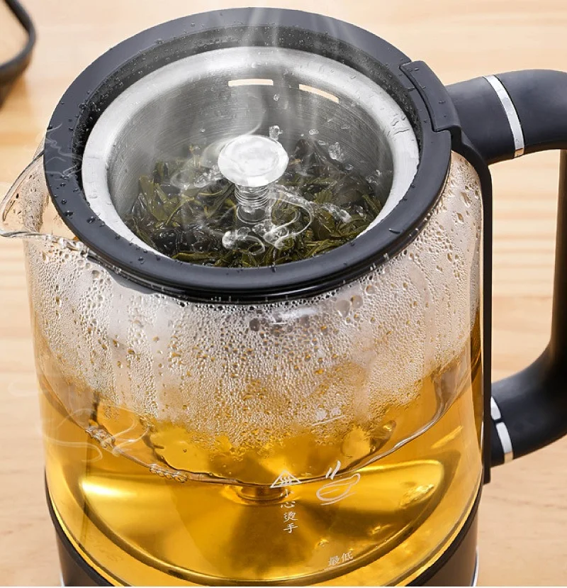 1.3L Electric Kettle Spray Type Teapot Tea Maker Steam Home Glass Kettle Black Tea Machine 4 Gear Adjustable Health Pot 220V