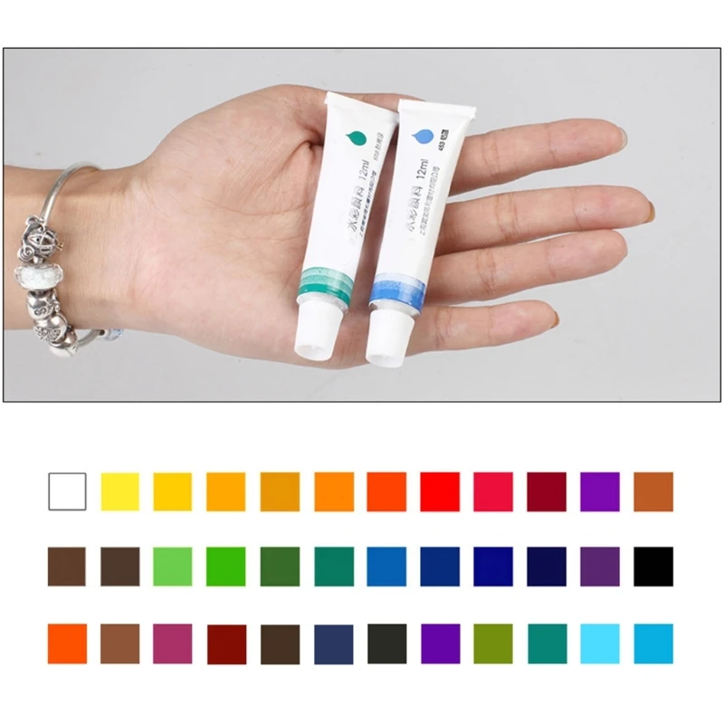 Professional สีน้ำชุดสำหรับศิลปินเริ่มต้นผู้ใหญ่เด็กนักเรียน 12 หลอด Rich Pigment สีน้ำหลอดชุด