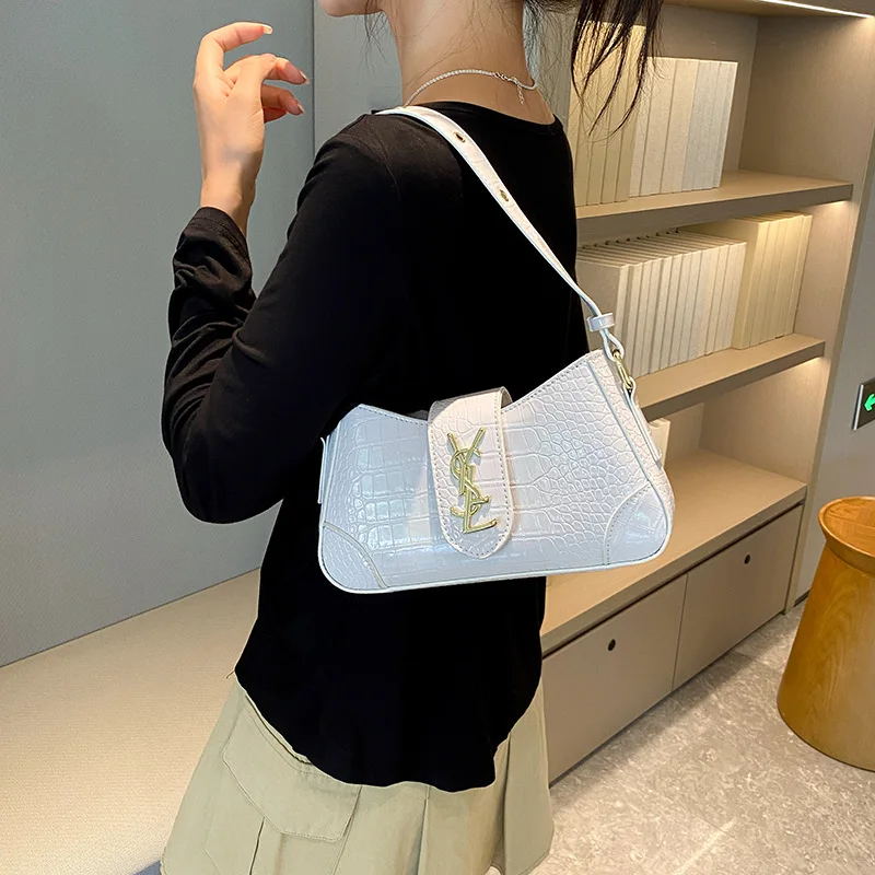 حقيبة يد على الطراز الفرنسي بتأثير تمساح 2025 - حقيبة أنيقة تحت الإبط وحقيبة كروس للنساء، محفظة كتف متعددة الاستخدامات بمقبض علوي #3