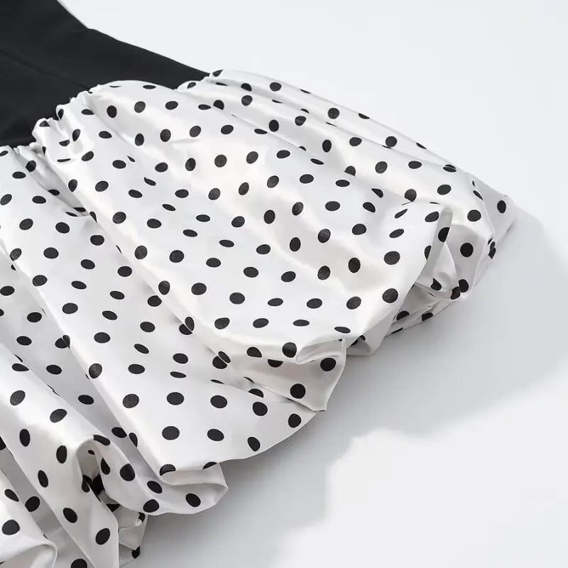 女性のセクシーでキュートな V ネック水玉模様のパッチワークミニドレスサマーパーティーノースリーブカクテルドレスボディコン