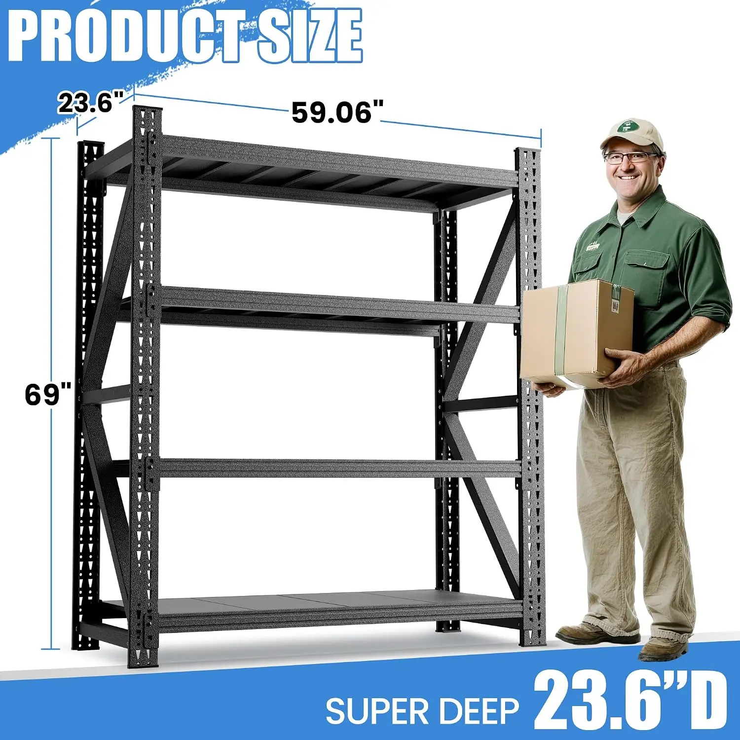 ^Heavy Duty Garage Storage Shelves 5000LBS Capacity, 59