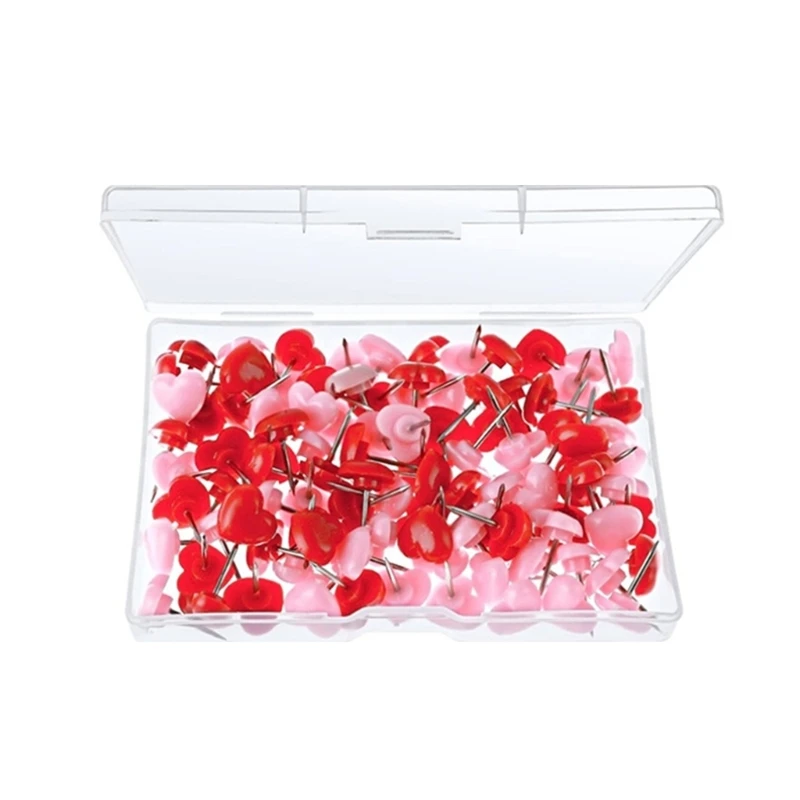 100Pcs/Box Heart Push Pins Map Tacks Decorative Pushpins Poster Pins Notice Board Pins For World Map Fabric Marking Dropshipping
