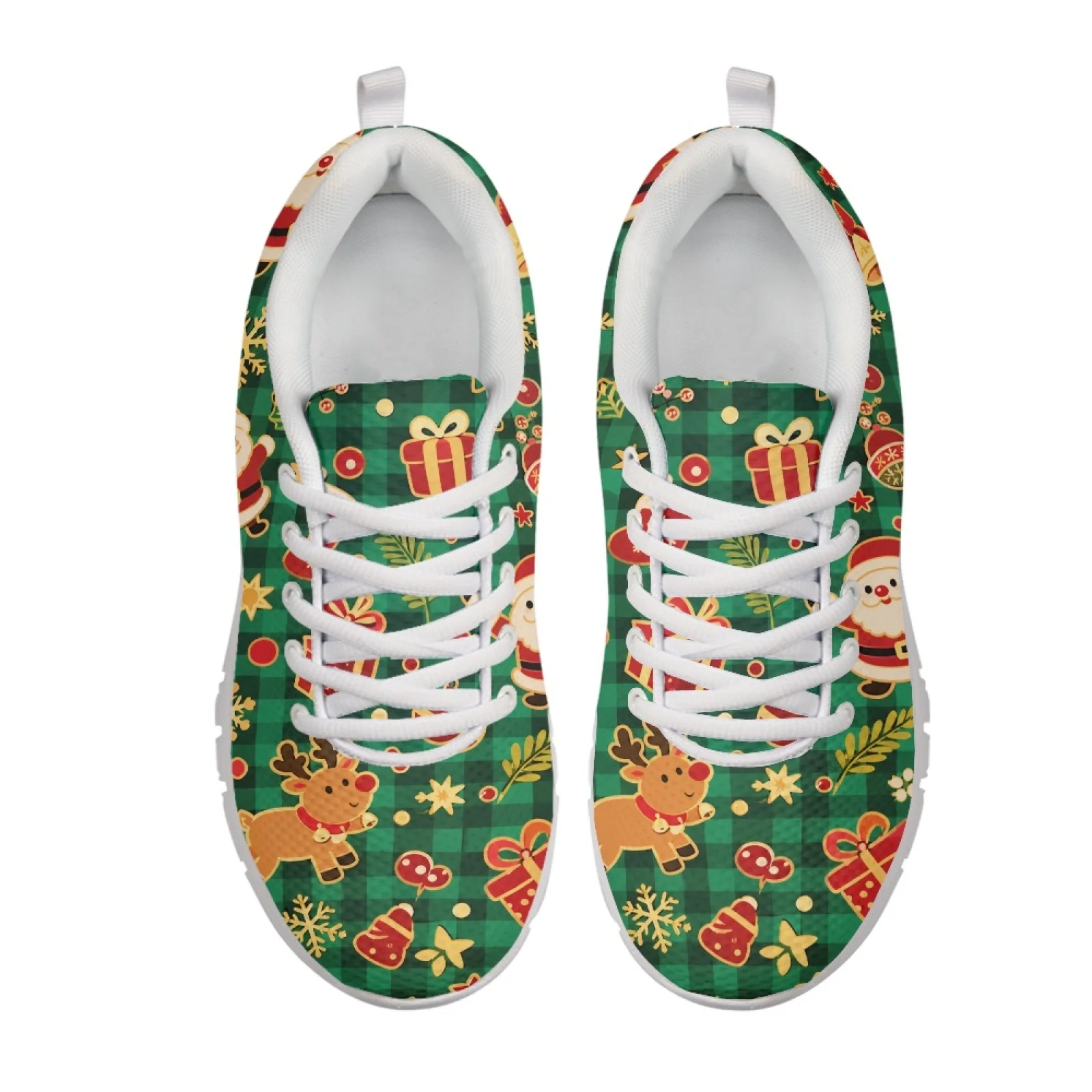 Coloranimal Christmas Santa Reindeer Men Walking Shoes for Women Who Stand All Day Wear-Resistant Walking Footwear for Outdoor