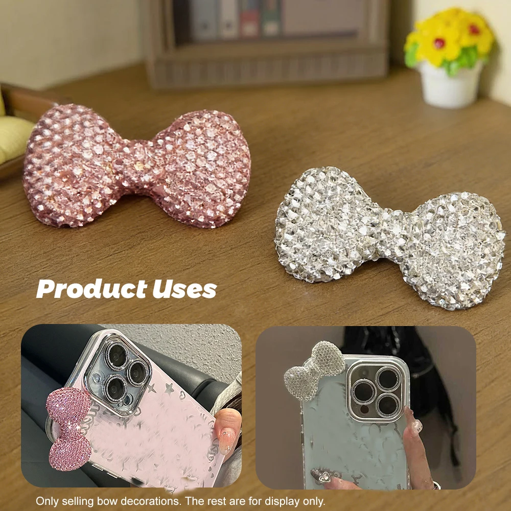 Sweet Rhinestone Bow Large Full Rhinestone Diamond Bow Flatback Junk Phone Ipad Case Decoration Charm Diy Crafts With Adhesive