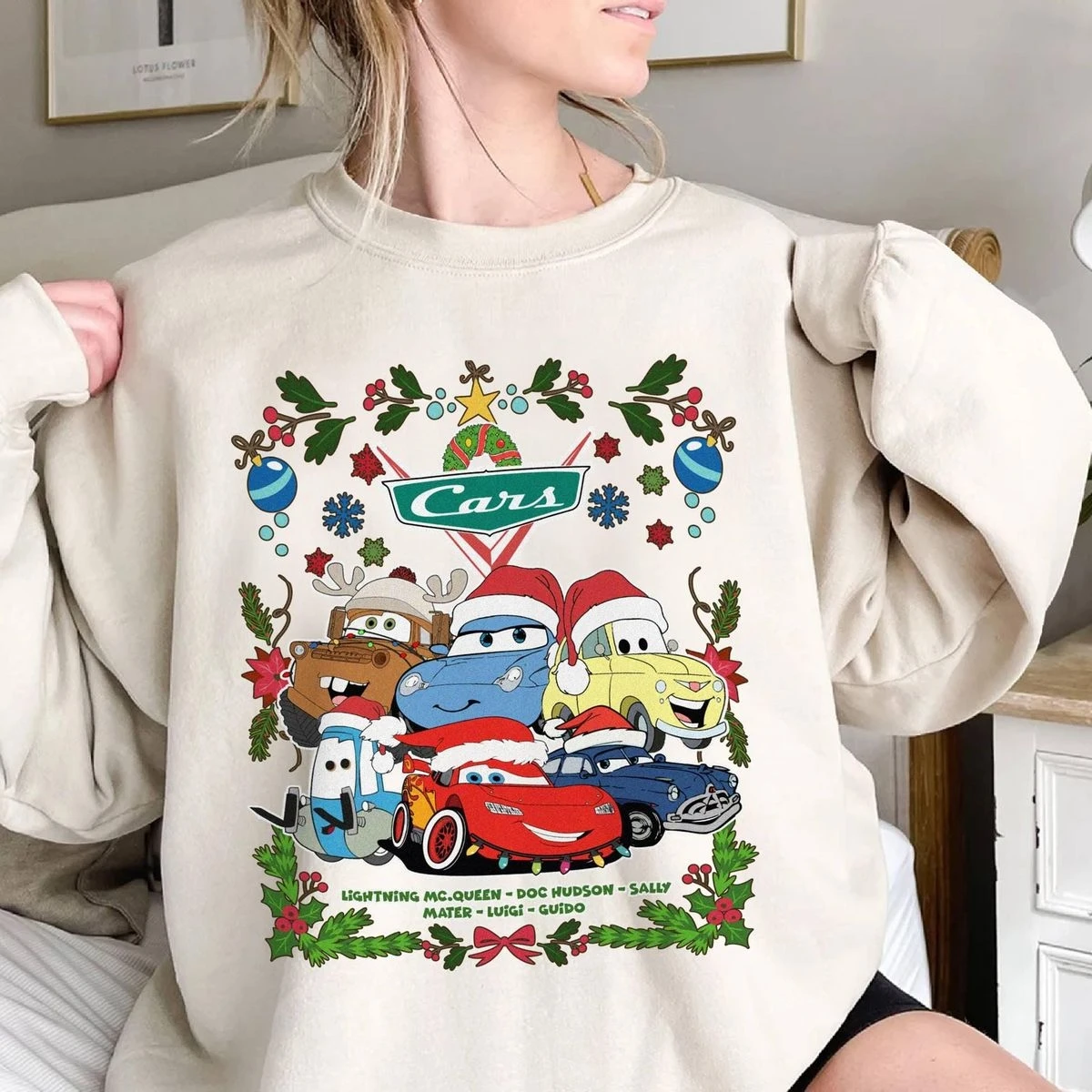 

McQueen Disney 2026, рождественская/осень/зимняя коллекция, женский свитер с круглым вырезом, свободный свитер с длинными рукавами для взрослых