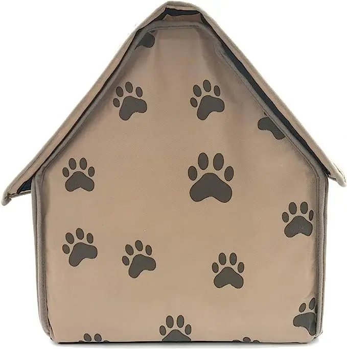 Pet House Portable Cat Dog Villa Footprint Pattern Cats Dogs Nest Foldable Small Medium Indoor Pets Bed Tent Puppy Kennel Shed