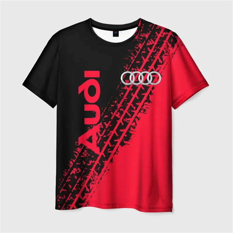 Summer New Audi Racing T-shirt Audi RS Logo 3D Printed Men's T-shirt Oversized Short Sleeve Outdoor Sports Quick-drying T-shirt