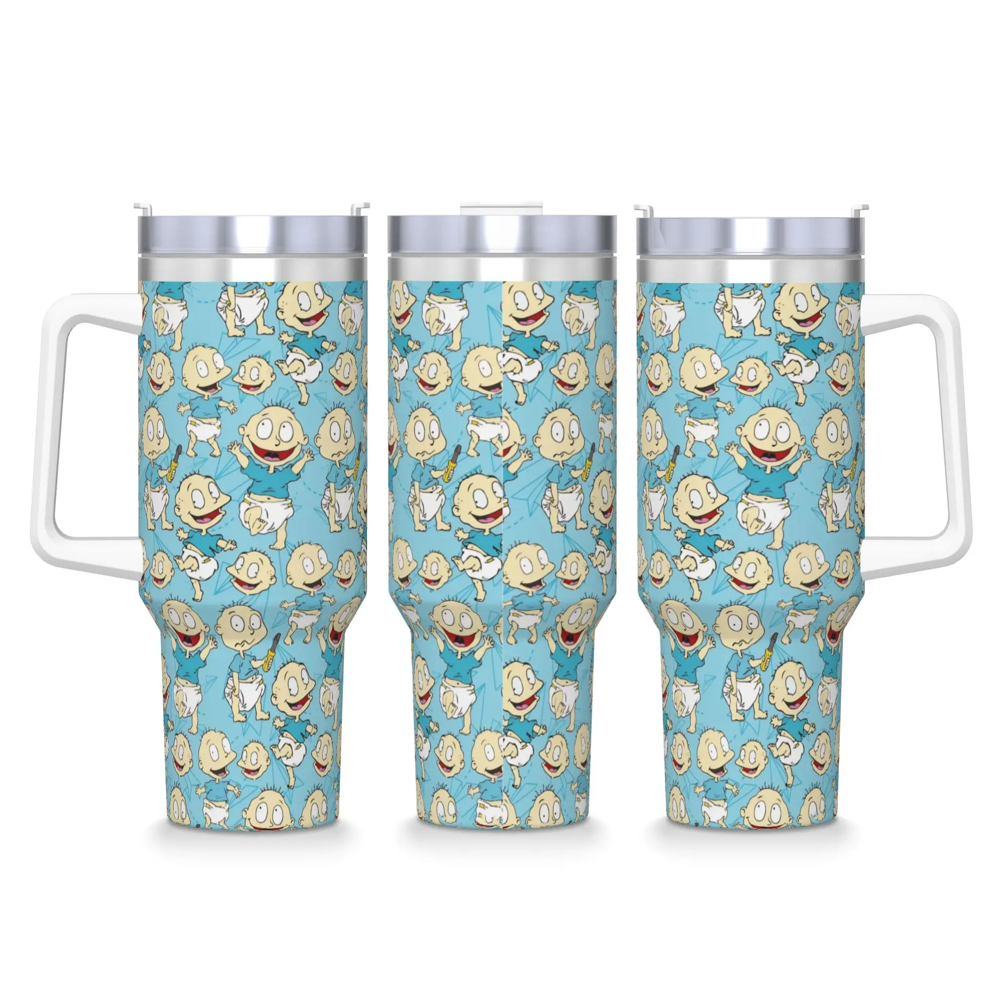 Stainless Steel Tumbler R-Rugrats Reptar & Character Print Mugs Cup With Straws Travelist Hot Drinks Water Capacity Thermal Cups