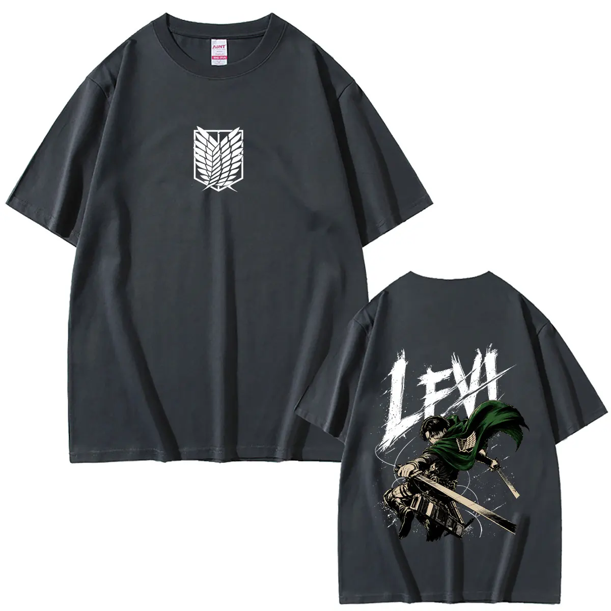 Anime Attack on Titan Levi Ackerman Grafik-T-Shirt für Männer und Frauen, Cartoon-Manga-Merch-T-Shirts, Unisex-Mode, Oversized Streetwear – Detail 3