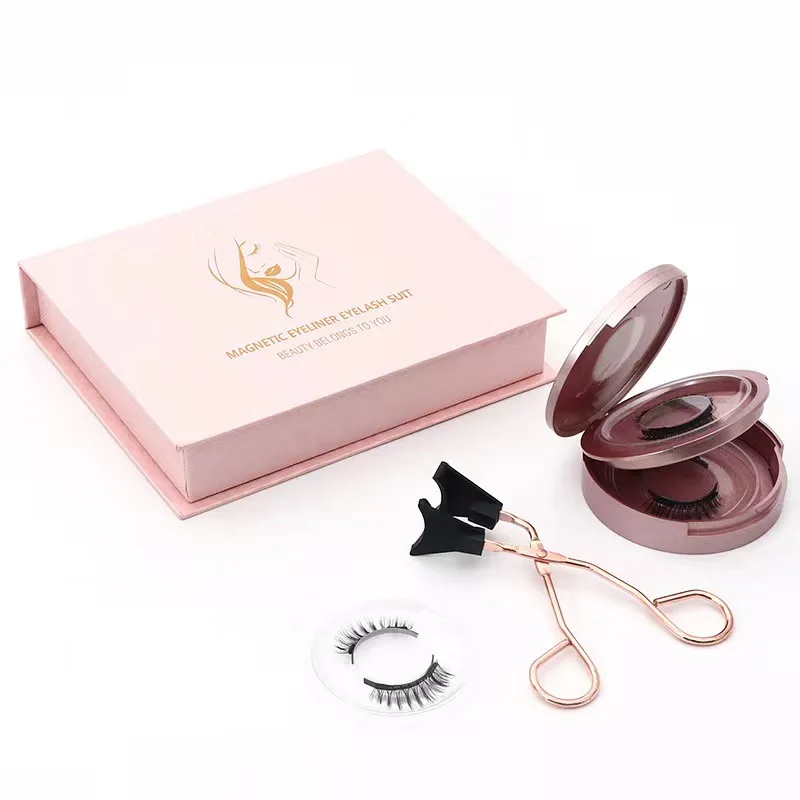 magnetic false eyelashes gift box set, magnetic glue-free eyelashes cross-border thick 2 pairs of large-capacity eyelashes