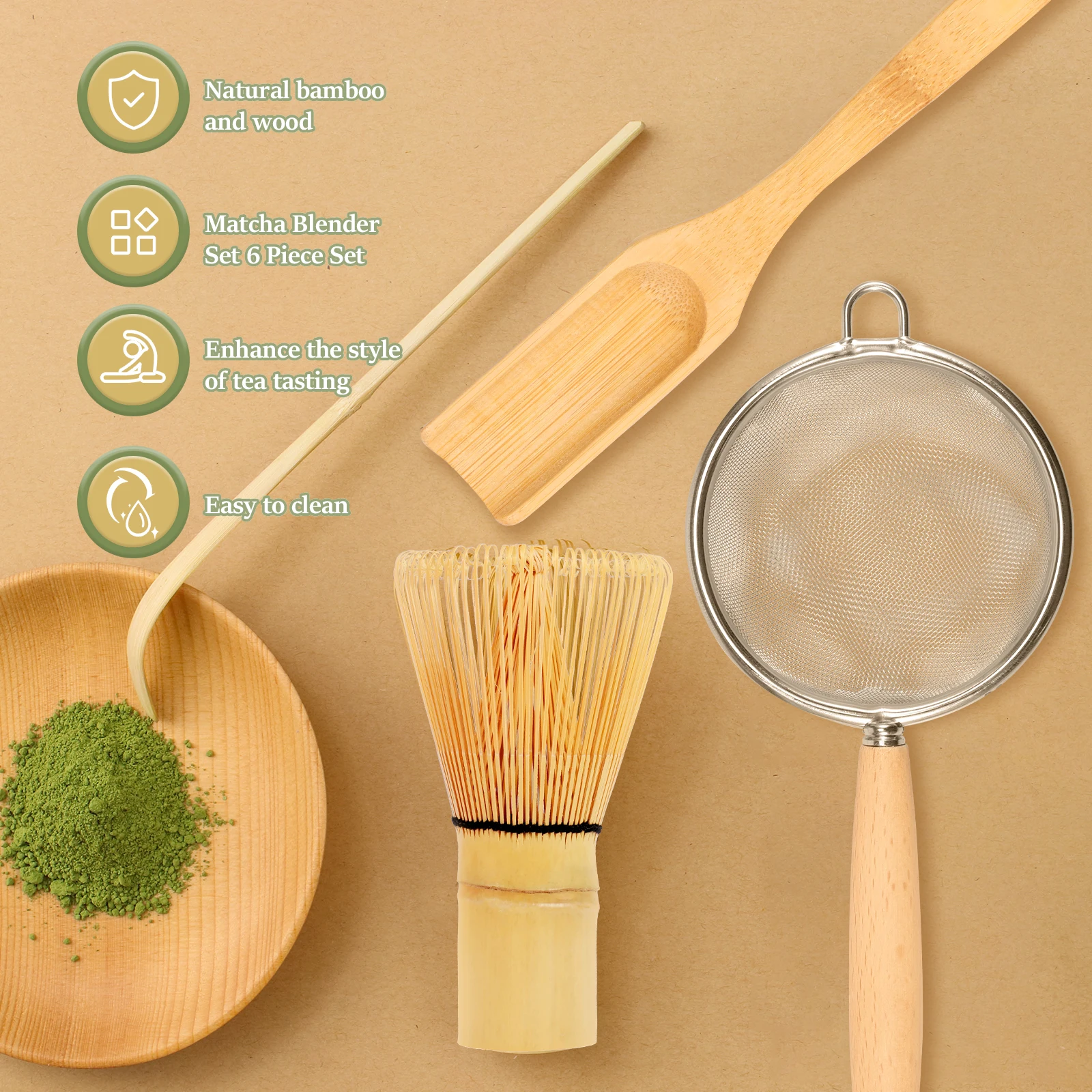 Japanse Matcha Making Tool Kit met keramische gardehouder Bamboe garde Theekop Zeef en spatel Matcha Making Accessoires