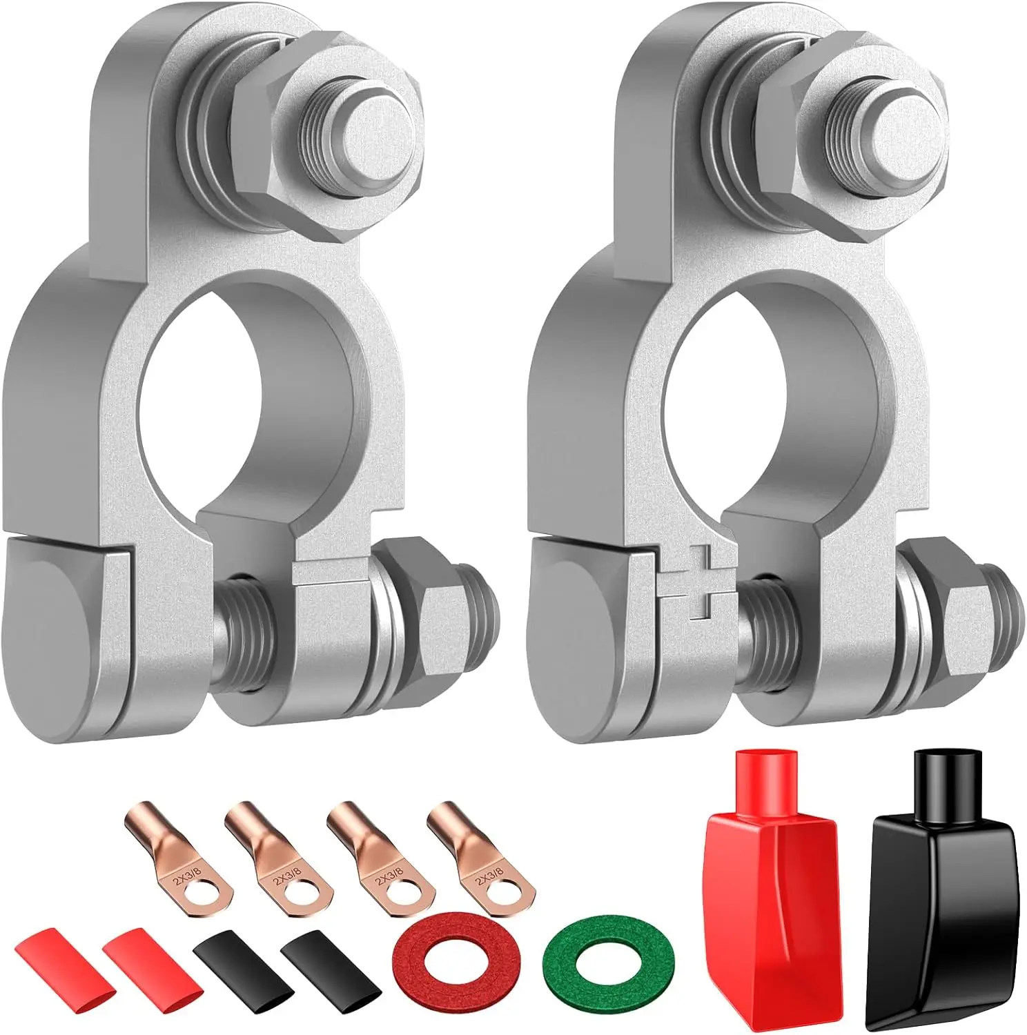 

2Pc Zinc Alloy Battery Terminal Connect Battery Terminal Clamp Clip Connector Positive&Negative Pole Car Battery Column Terminal