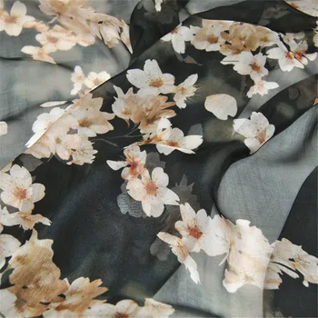 דפוס יפה אפרסק בסגנון אלגנטי אפרסק פרח עיצוב פופולרי בד שיפון משי עבור בגדי נשים באביב