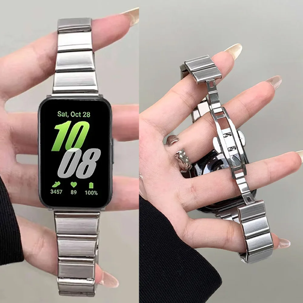Stainless Steel Slim Metal Strap For Samsung Galaxy Fit 3 Bracelet Luxury Link Band For Samsung Galaxy Fit 3 SM-R390 Accessories