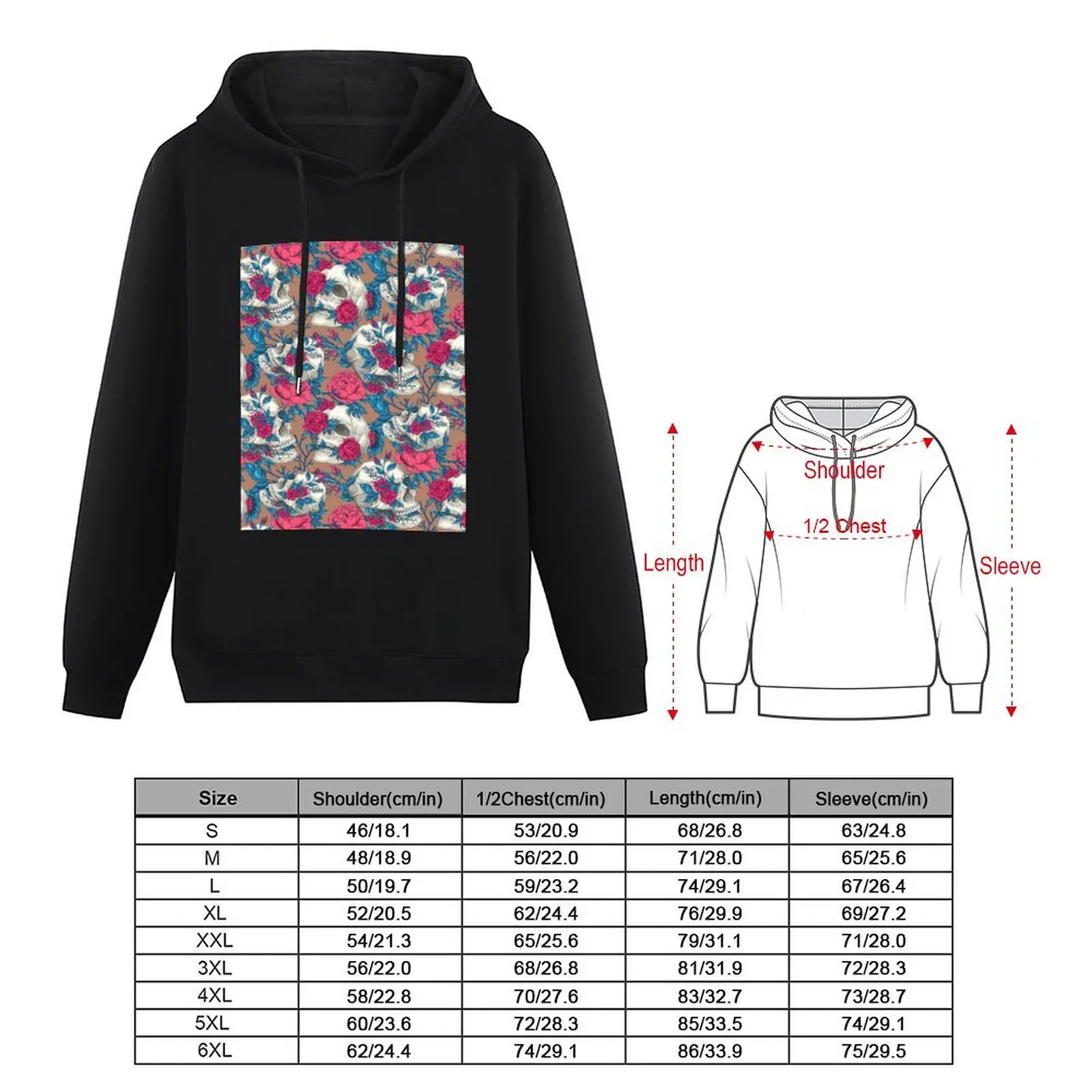 Floral Skull Pattern Mask Pullover Hoodie autumn clothes men's clothes blouse streetwear men oversized hoodie