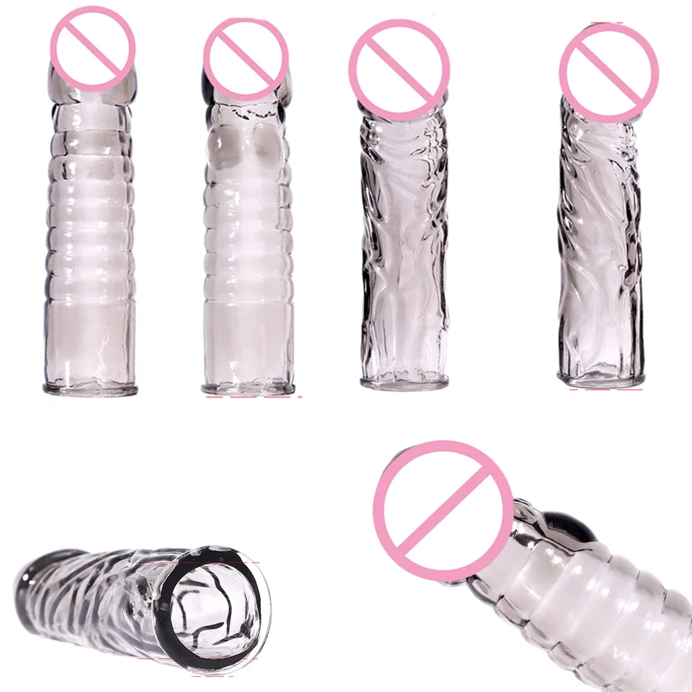 Penis Extender Cock Rings Delay Ejaculation Reusable Penis Condoms Dick Sleeve Silicone Glans Vagina Massager Sex Toys For Men