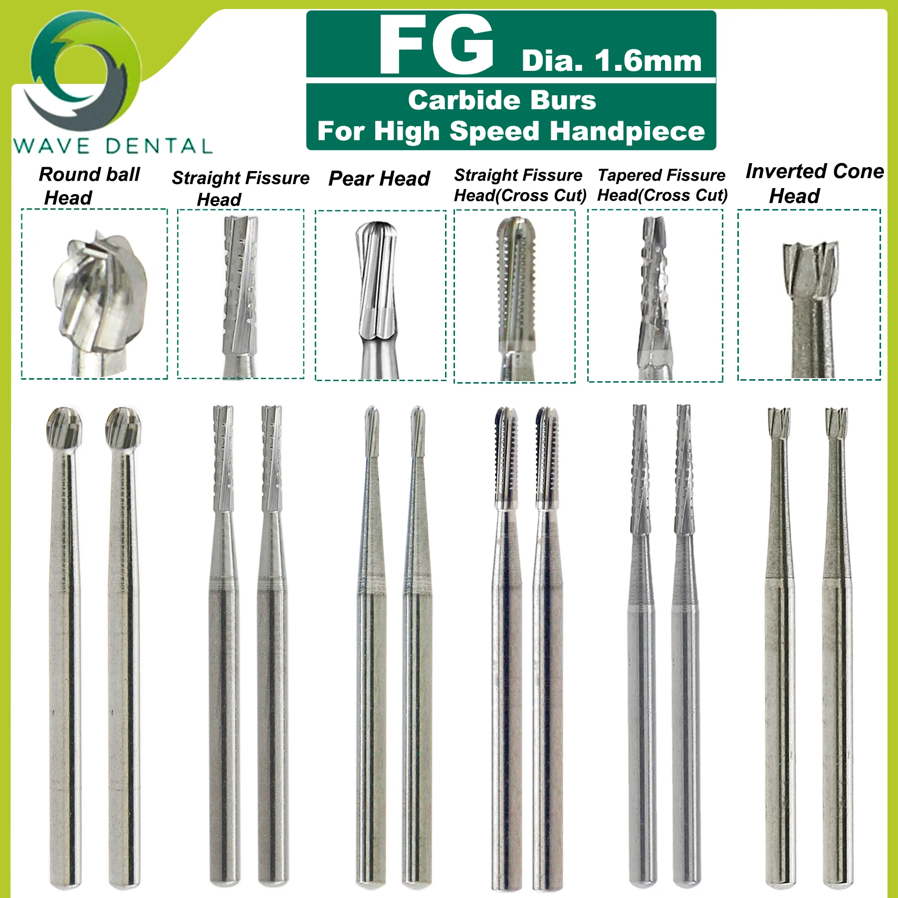 WAVE Dental Burs Dentistry Drills Dental Tungsten Carbide Burs FG Bur For High Speed Handpiece Dentist Tools 5Pcs/Pack