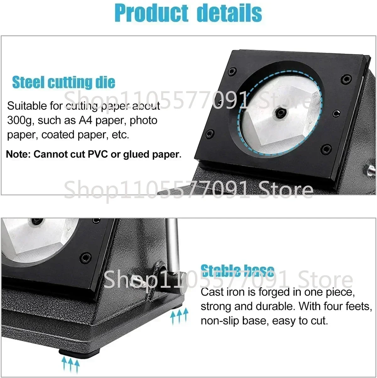 25mm 32mm 37mm 44mm 50mm 56mm 58mm Tinplate Badge Paper Cutting Machine Rounder Badge Cutting Equipment Rounder