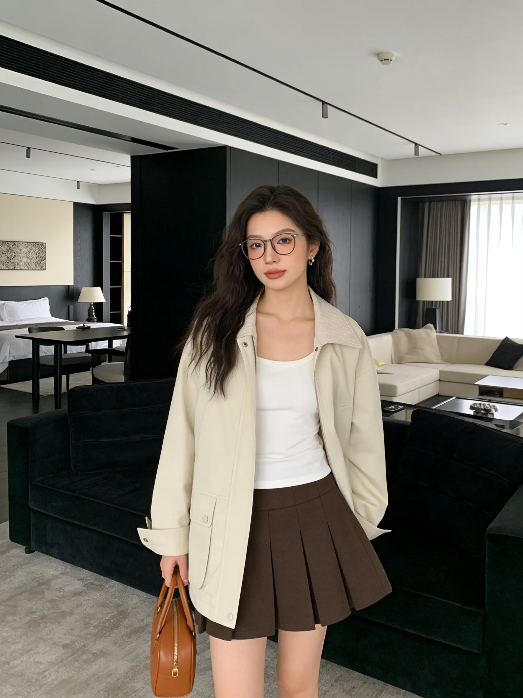 

Корейский стиль: Свободная повседневная джинсовая куртка с цветными вставками и воротником, в стиле рабочей одежды, с множеством карманов, для ранней весны, приталенный крой, открытый кардиган