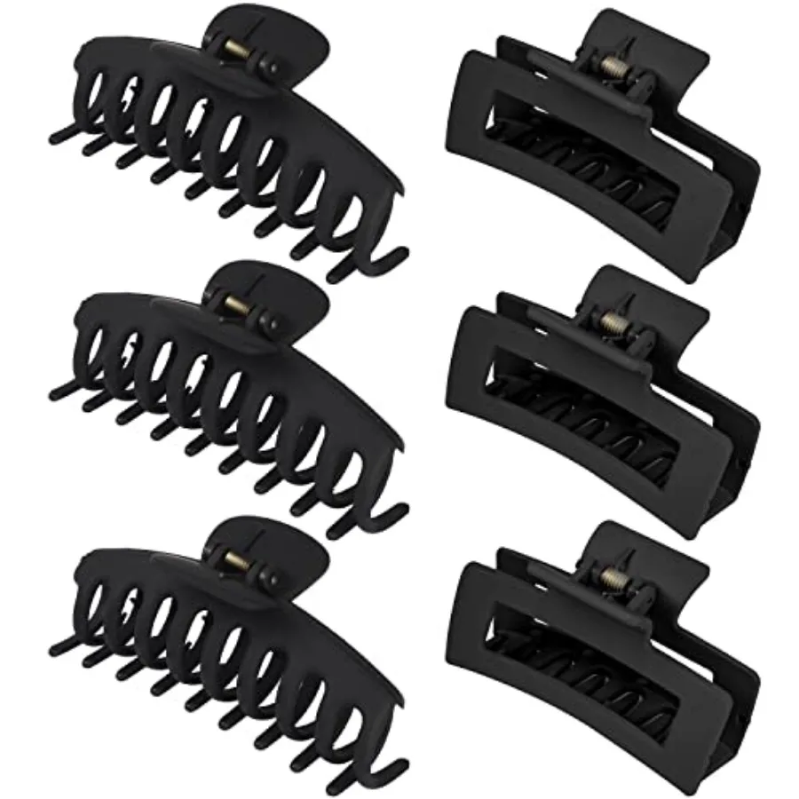 6pcs Hair Claw Clips For Women - Big 3.5 Inch Banana Hair Clips, Plastic Claws For Thick, Thin, Long Hair, Cute Accessory For G