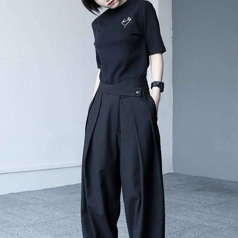 

XS-5XL Y2k Dark Side-Flap Button Casual Trousers Genderless Autumn Streetwear Fashion Outdoor Versatile Wide-Leg Pants Unisex