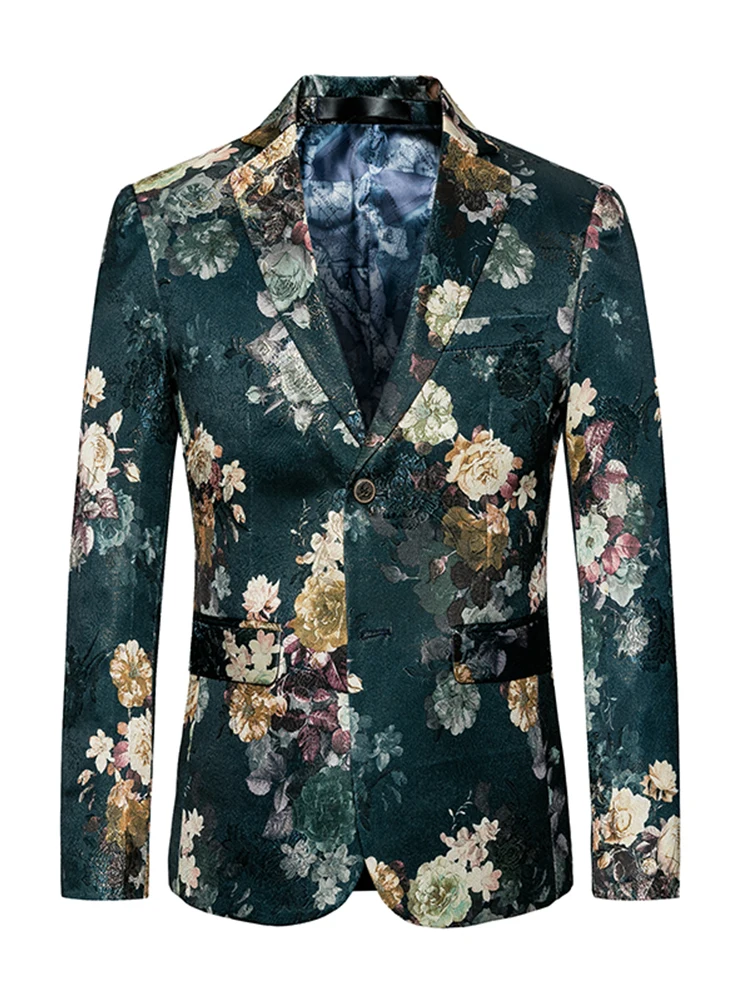 

Casual Men's Single-breasted Jaet Large Size Spring New Faion Korean Sle Slim Fit Print Big Coat Urban Leisure Polyeste...