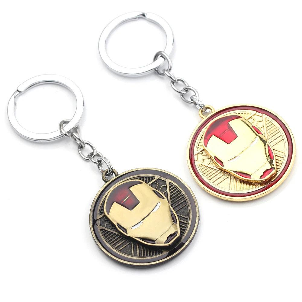 Marvel Avengers Superhero Iron Man Keychain for Men anxiety Jewelry Fun Rotate Decompress Keyrings Backpack Key Holder Pendant