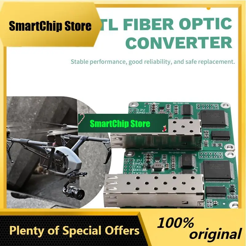 SmCp-[A51I Digital]2 Analog Video With 2 TTL Data Over Fiber Optic Converters LC Optical Transceiver Module TX RX High Speed TTL