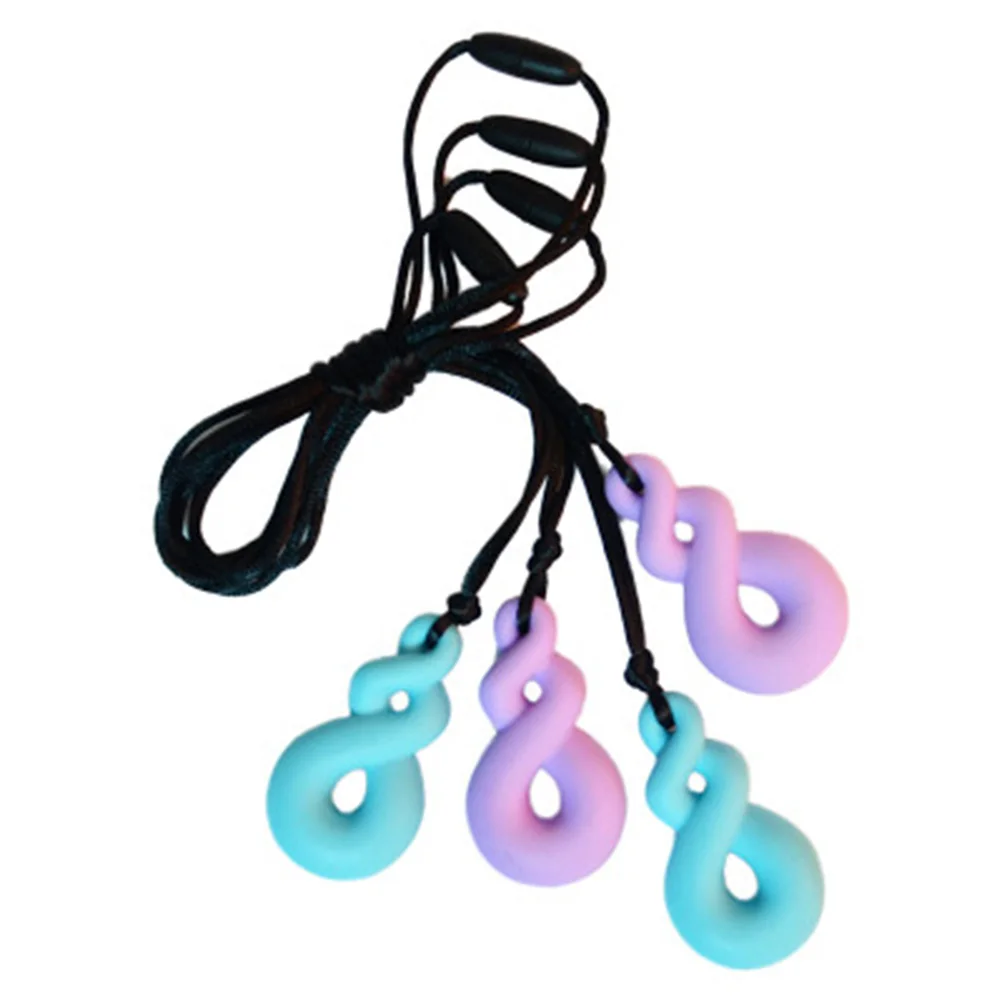 2Pcs Chewing Necklace Calming Chew Necklace for Autism ADHD Oral Motor Chewing Biting Teething Needs (Light Blue and Purple)