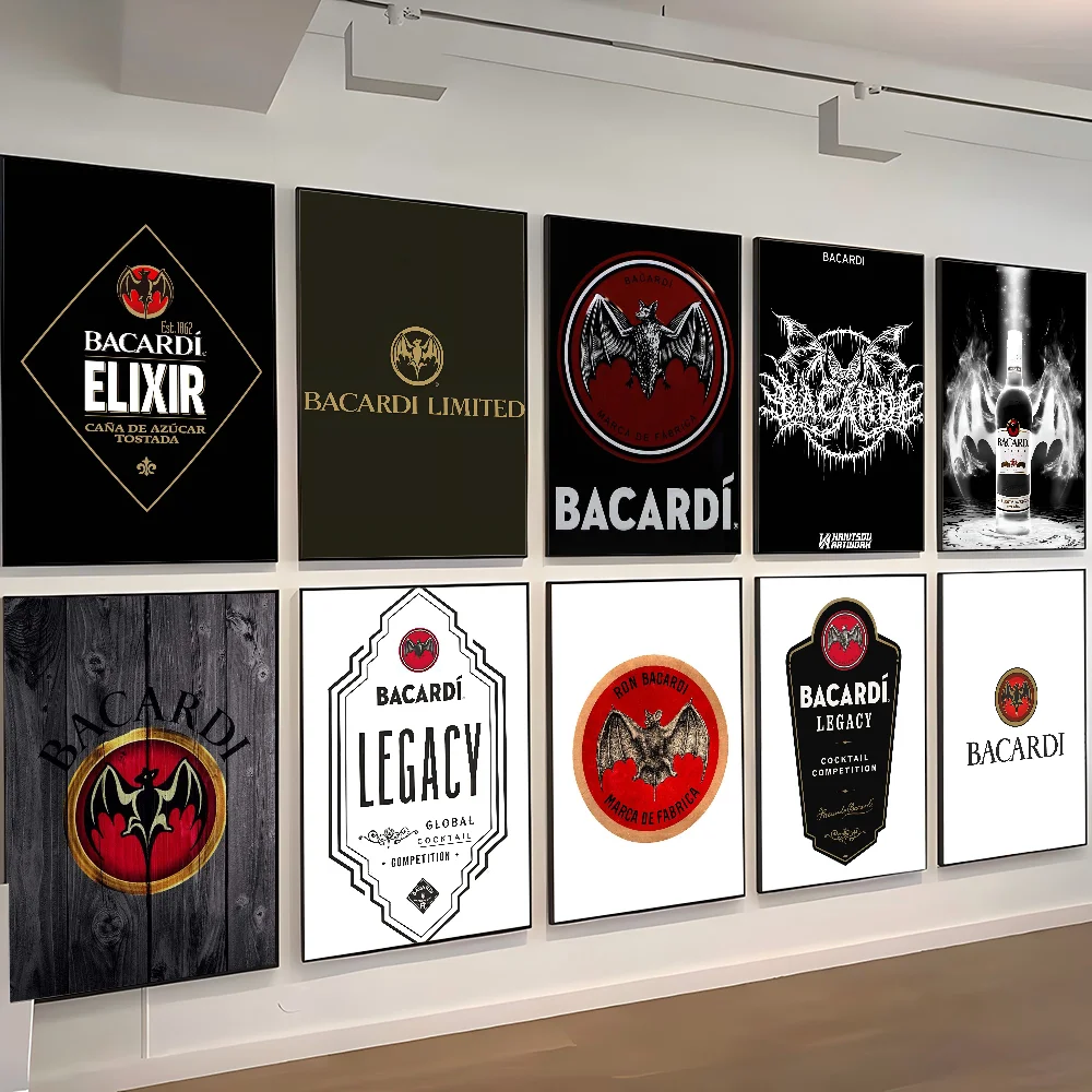 ملصق باكاردي فني ذاتي اللصق مقاوم للماء ملصق ورقي لديكور جدران غرفة المقهى