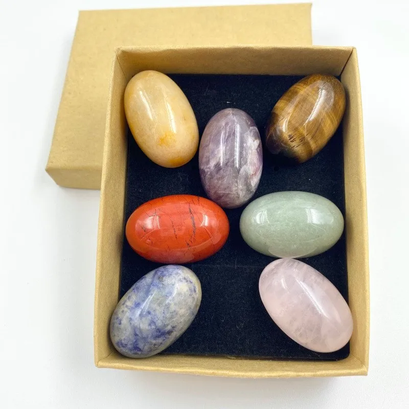 30x20mm Egg Shaped Stones Natural Gemstone Hand Polished Craft Gifts  Room Ornament Healing Crystals Rose Quartz Agate boxes