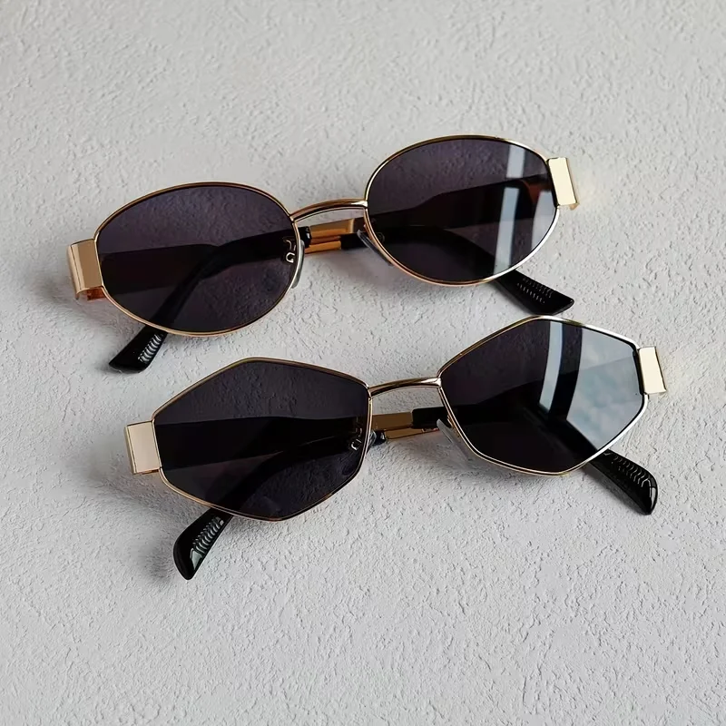 2pcs Trendy Glasses Set Rhombus Oval Frame Fashion Glasses Suitable for Daily Commute and Street Photography Accessories