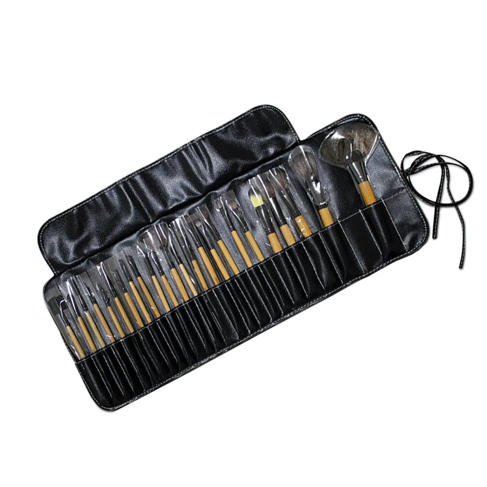 Set di pennelli da 24 pezzi Kit di trucco professionale per fard in polvere con setole in nylon con manico in legno per set di trucco da donna