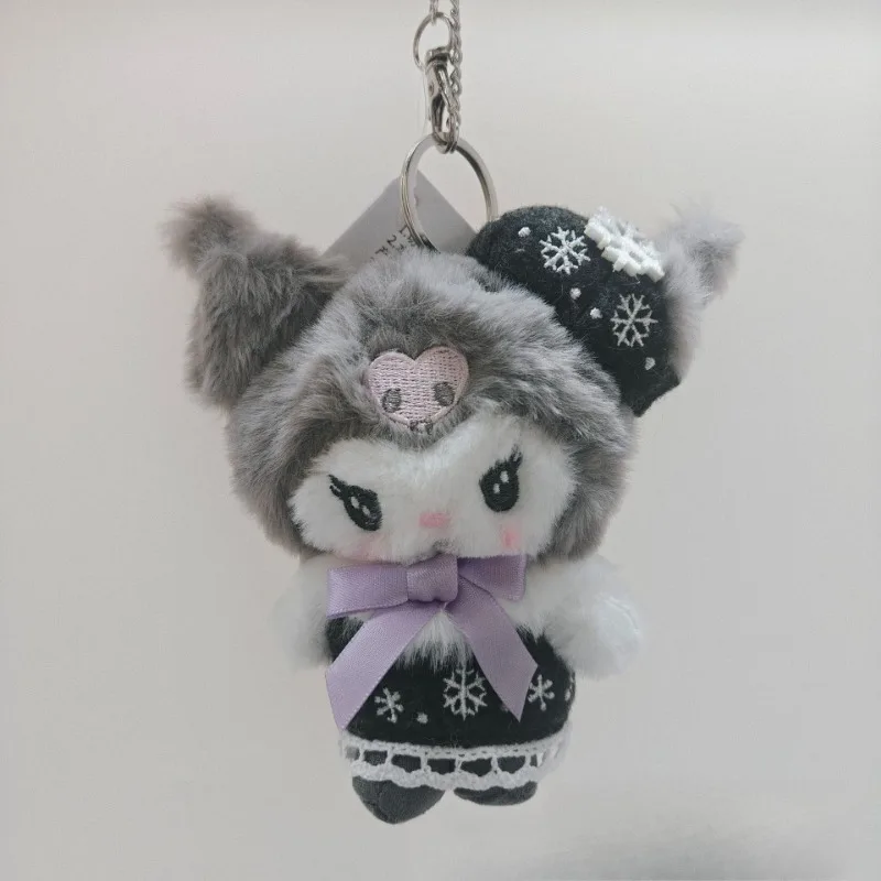 Baskenmütze Kuromi My Melody Cinnamoroll Sitzendes Plüschtier Schlüsselanhänger Weiche Stoffpuppe
