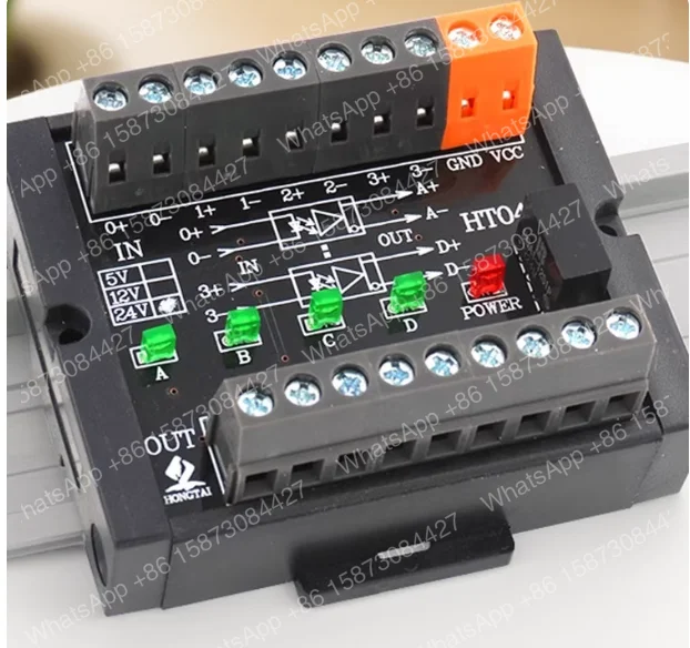 4 Channels Single-ended / Differential Converter 10MHz HTL TTL Collector Pulse Signal To RS422 PNP/NPN For PLC To Drive Servo