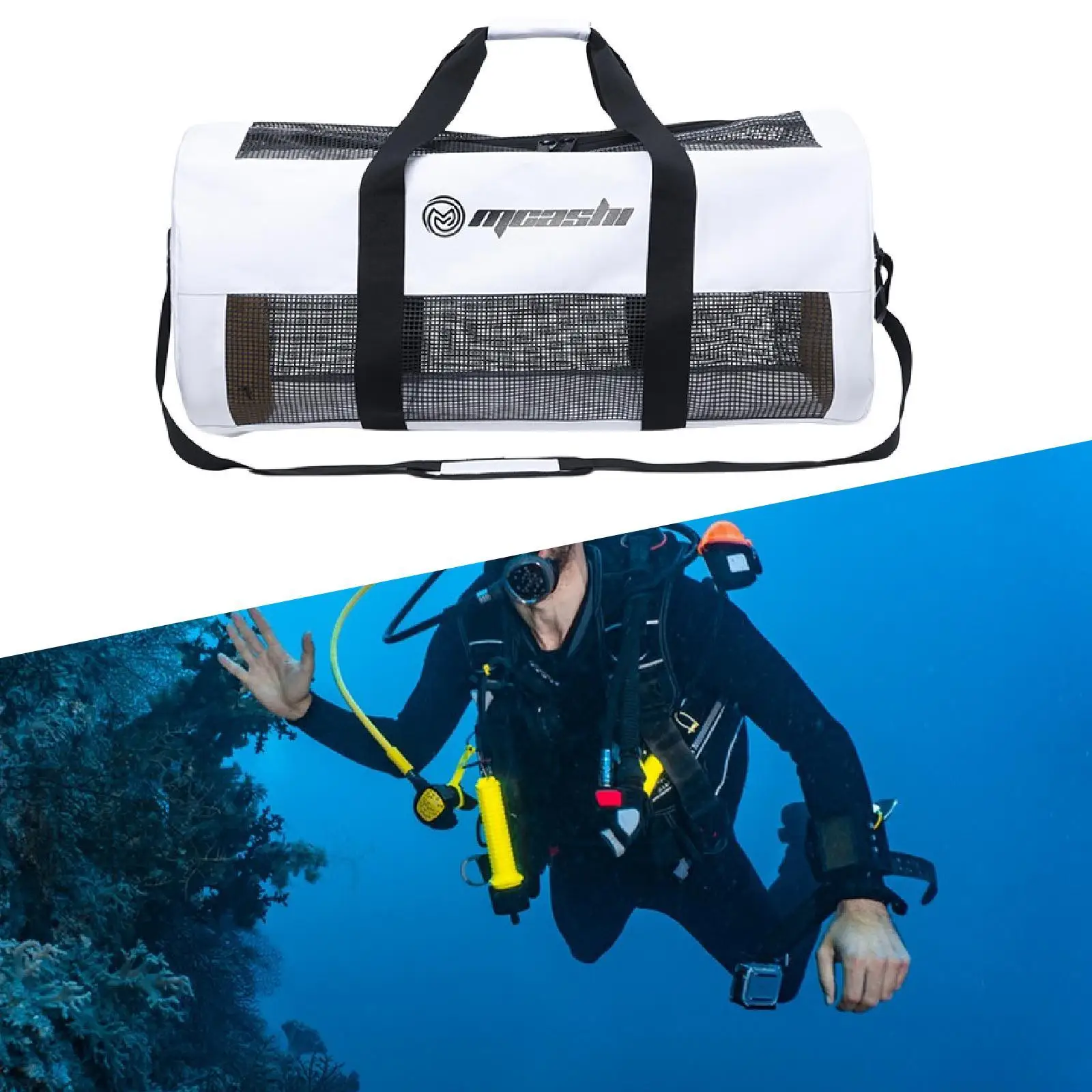 

Mesh Diving Duffle Bag Handbag Adjustable Shoulder Strap Diving Equipment Bag for Swimming Beach Water Sports Underwater Sailing
