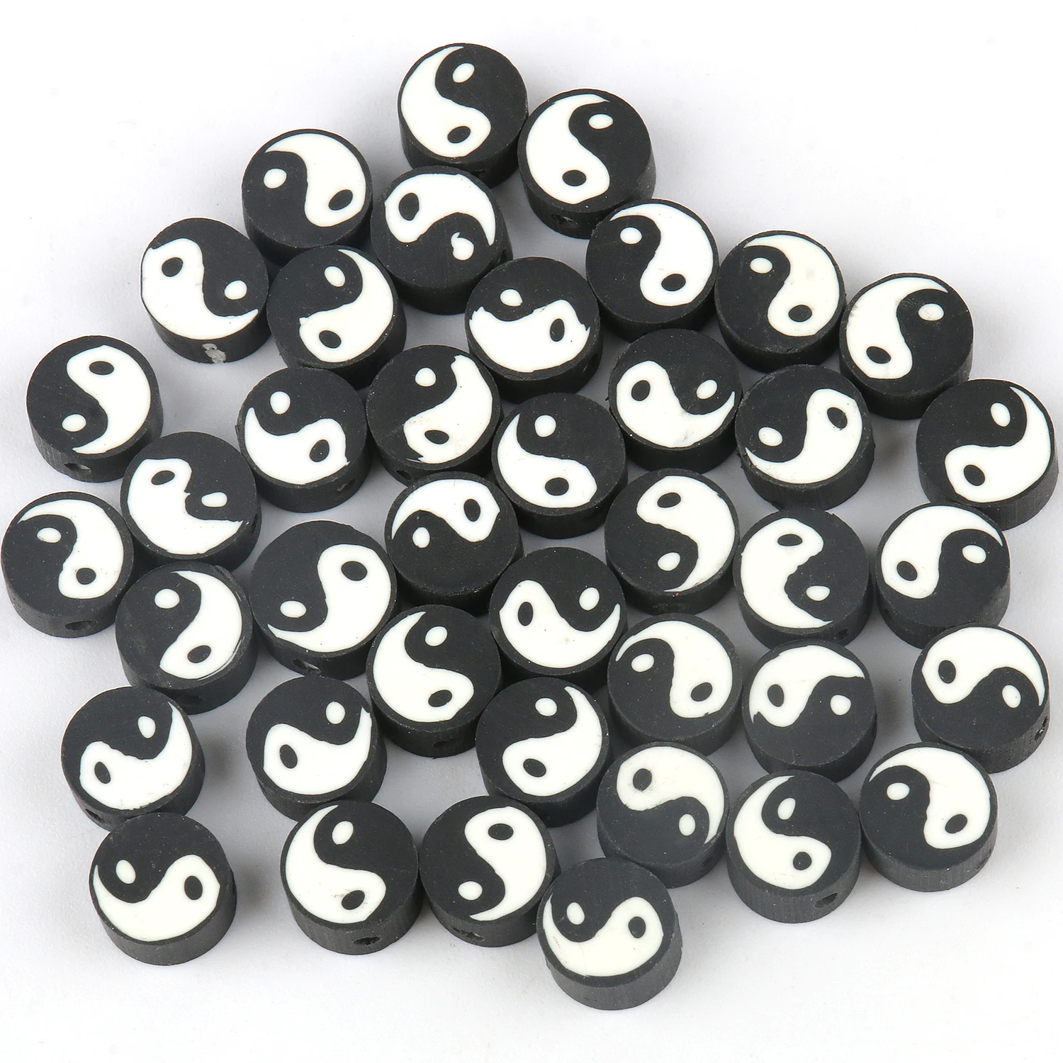 9mm 50-200pcs Black White Tai Chi Polymer Clay Beads For Jewelry Making DIY Bracelet Necklace Earrings Craft Accessories