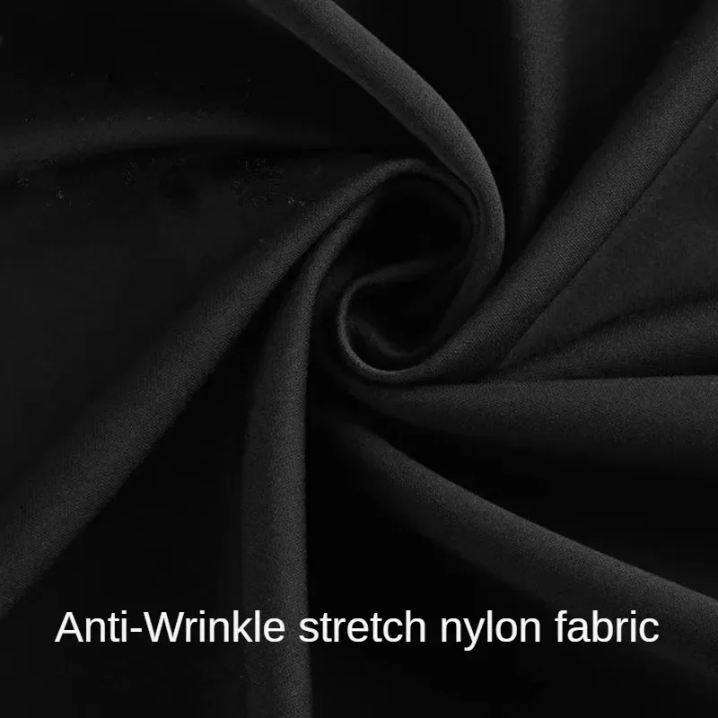 High Quality 4 Sides Stretch Nylon Fabric Plain By Meters for Clothes Dresses Pants Sewing Soft Textile Drape Anti-wrinkle Black