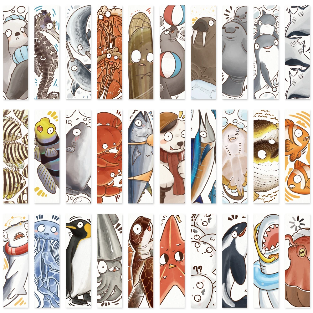 

30 шт. и юмористические закладки на тему морских животных, милые бирки для чтения страниц, студенческие креативные подарки, украшения, этикетки для страниц, карты