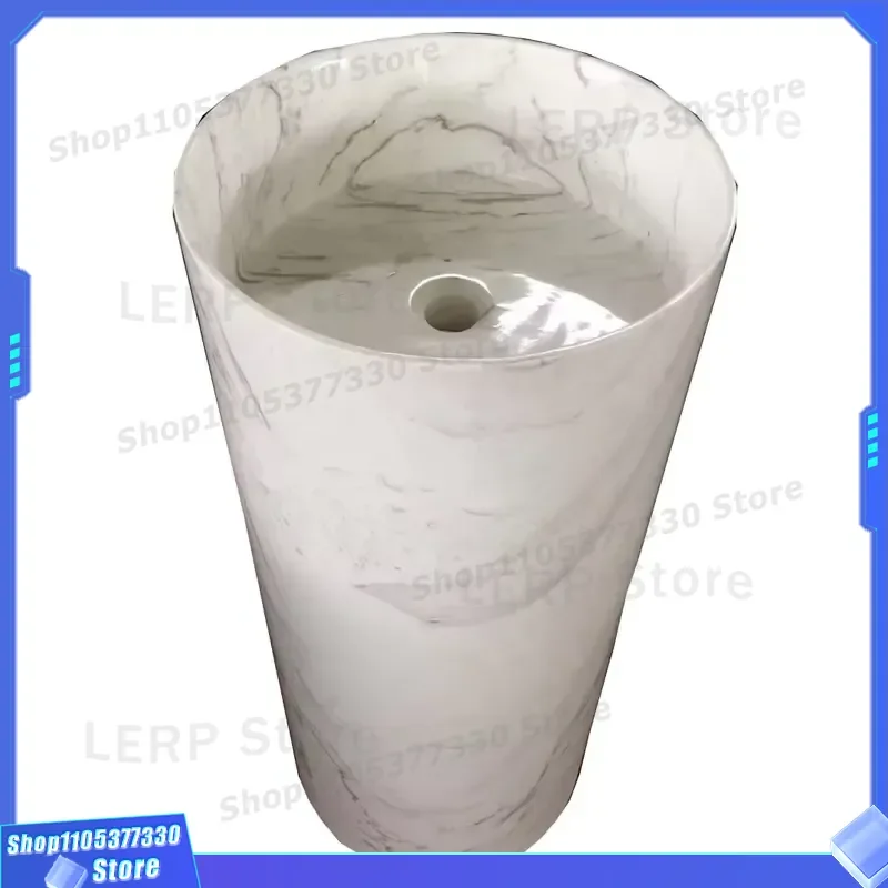 White Carrara Marble Pedestal Sink Elegant Bathroom Basin Stand Alone Washbasin Modern Design High Quality Stone Vanity Unit