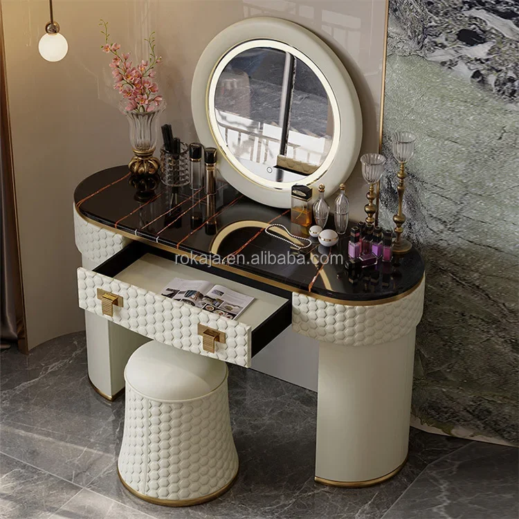 Elegant Ladies Vanity With Chair Bedroom Furniture Dresser Table Set Customizable Multifunctional Writing Table Dressing Table