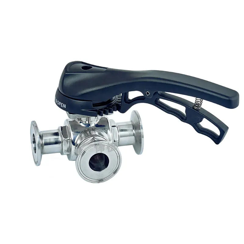 

stainless steel 304/316 Duckbill handle three way quick mounting ball valve