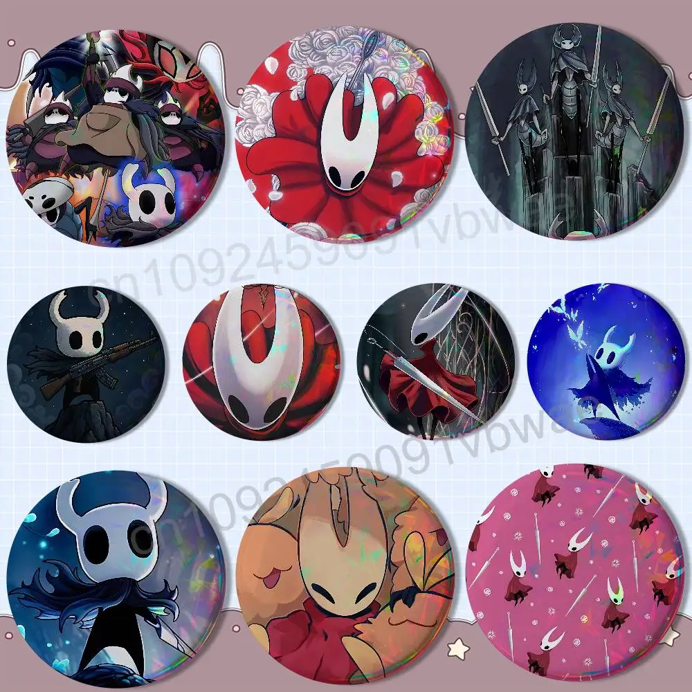 

Silksong game Hollow Knight 58mm Round Pins Creativity Printed Pictures Text Metal Lapel Badges Brooches Jewelry Gift Wholesale