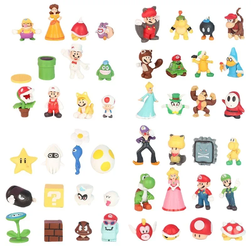 

48pcs/lot Sale Super Mario Bros Cartoon Game Character Yoshi Luigi Donkey Kong Wario Bowser Peach Princess Hand-made Doll Gifts