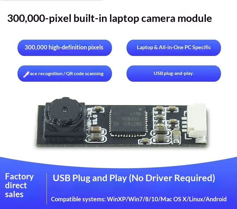 300,000 Pixel USB2.0 Drive-Free GC0307 Module All-In-One Laptop, Camera Module