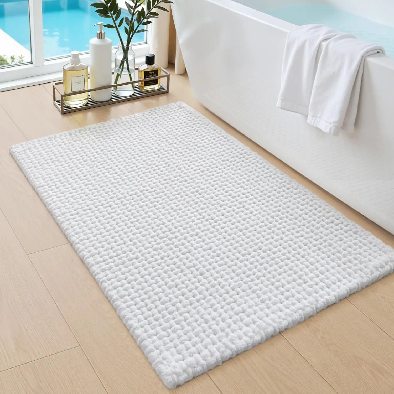 

Bathroom Rugs 24x36, Non Slip Washable Bath Mat, Absorbent Chenille Bathmat, Ultra Soft Thick Carpet for Tub Shower Flo