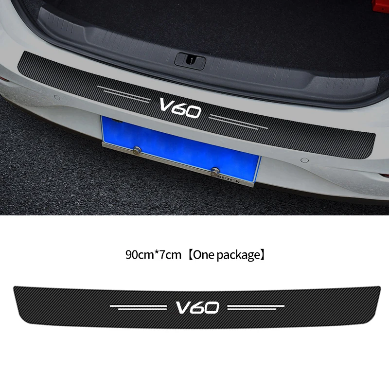 1Pc Car Trunk Sill Bumper Guard Protective Stickers for Volvo V60 Logo Rear Door Pedal Anti-Scratch Strips Accessories