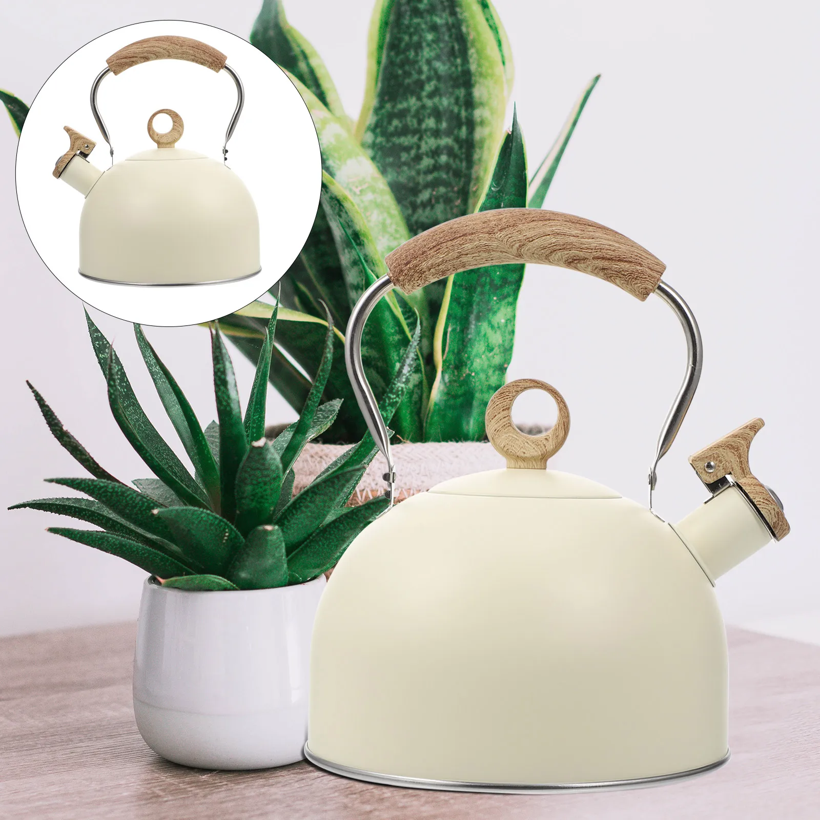 

Whistling Water Kettle Stainless Steel Nylon Travel Pot Sounding Kitchen Tea Maker Large Mouth Heat Resistant Safe