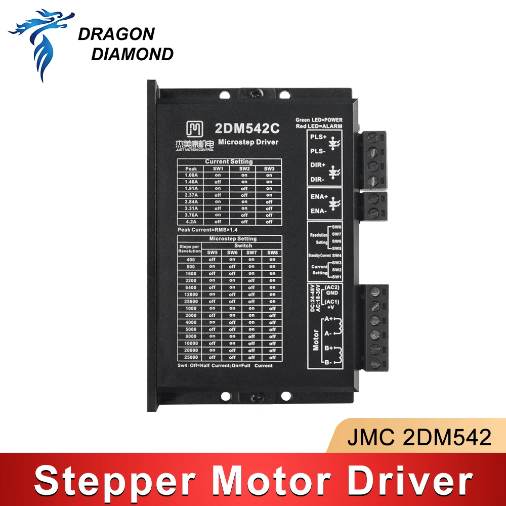 

JMC Nema 23 Stepper Motor Driver 2DM542 2-Phase Output 24-48VDC 4.2A Hybrid Drive Motor For CNC Router Milling Machine