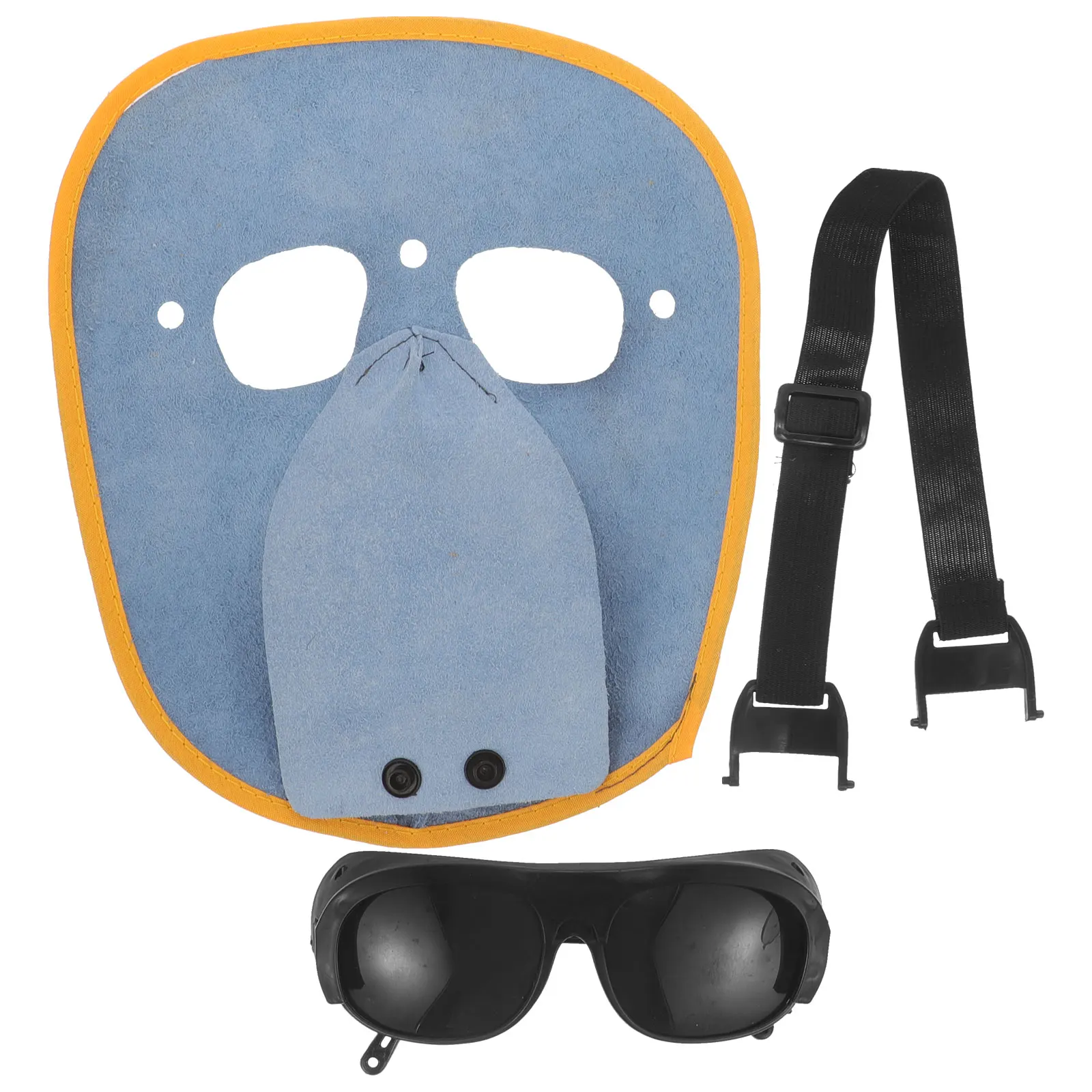 

1Pc Cowhide Mask with Goggles Headband Black Color Safety Shield Protective Gear for Grinding Shield Workplace Use